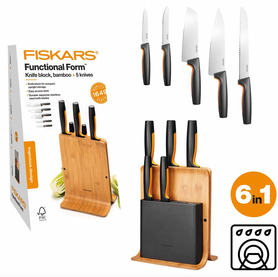 Fiskars Basic Хутганы цуглуулга, модон 5ш