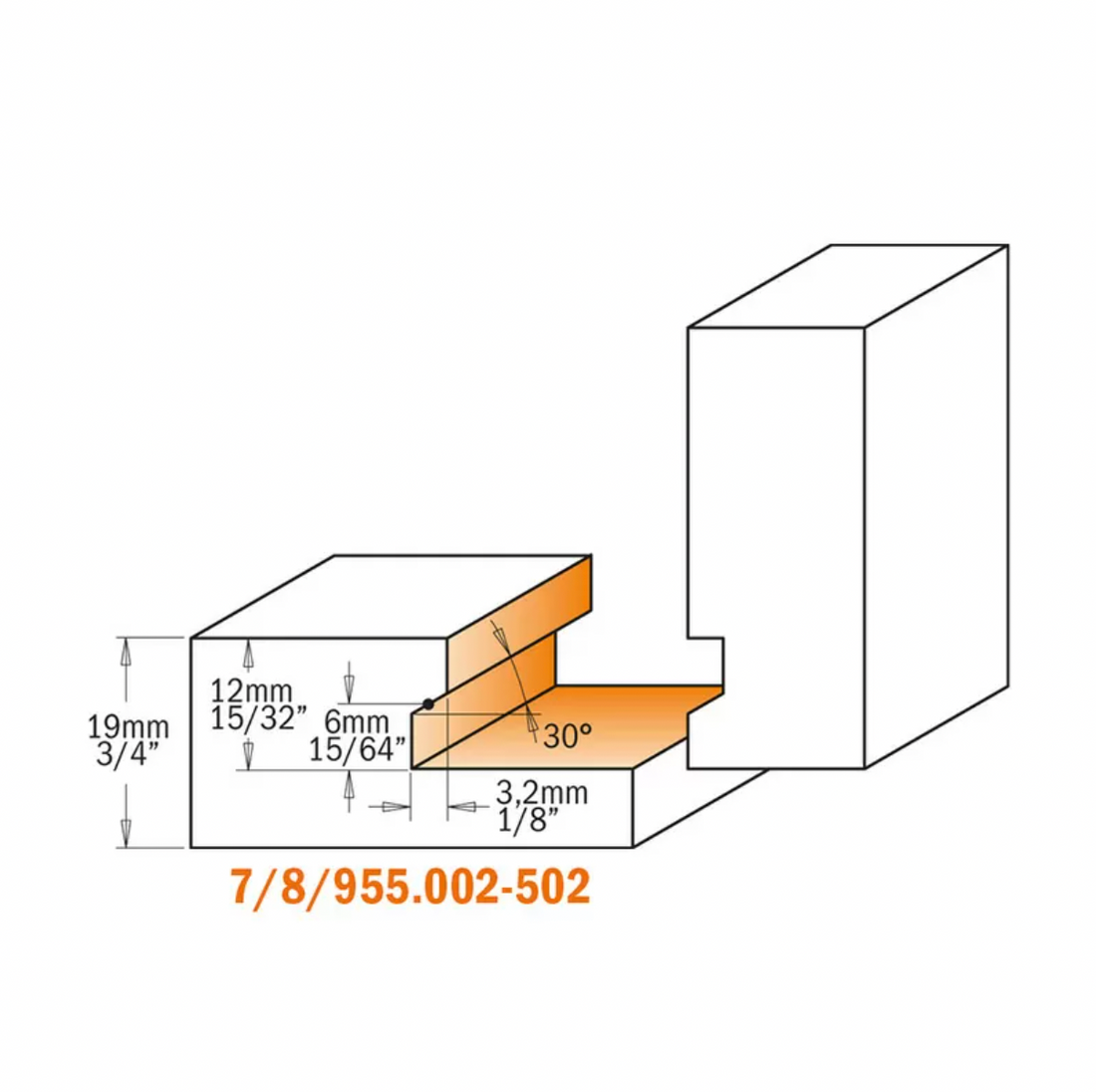 CMT шургуулганы булангийн хутга S=8mm